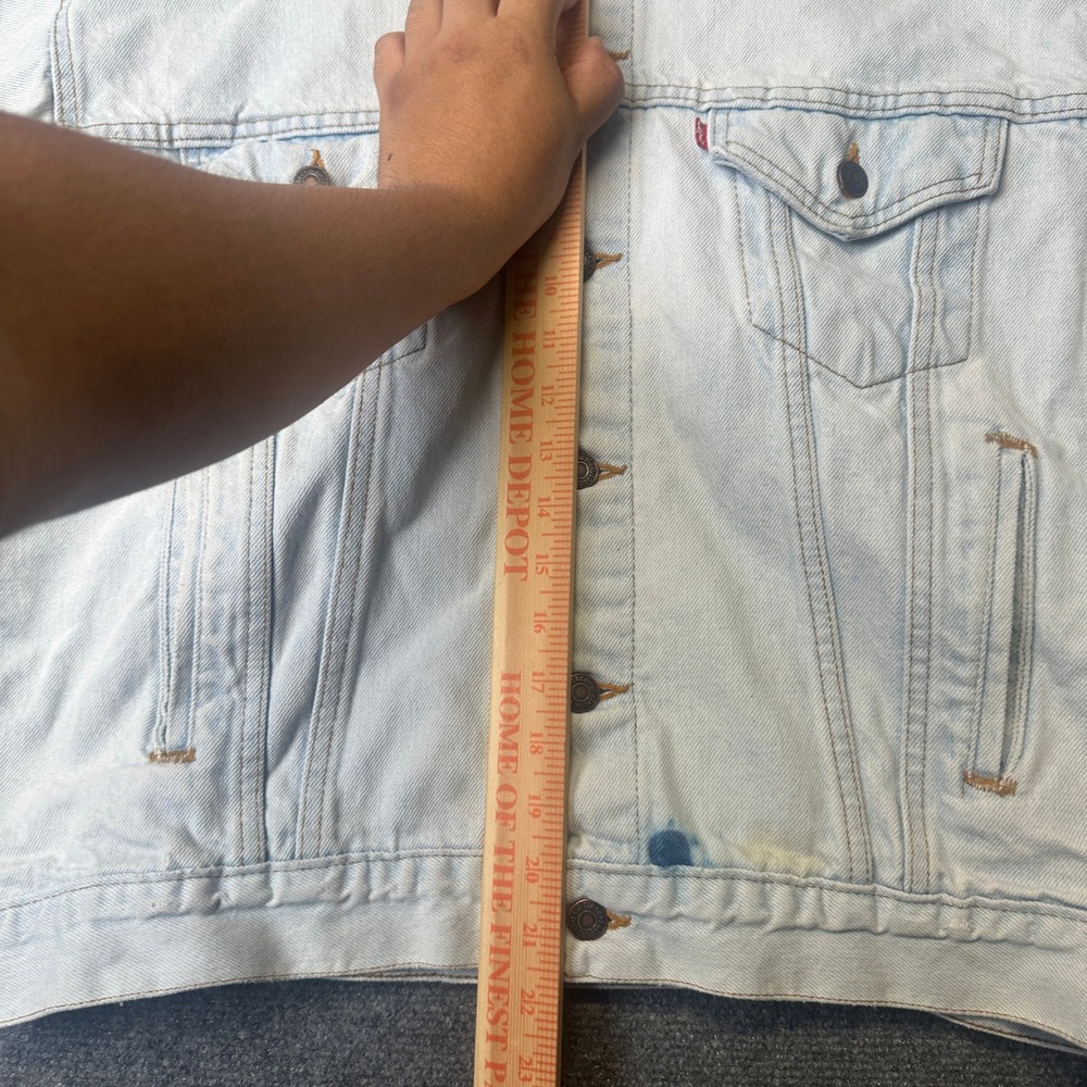 Vintage Levi's Denim Jacket Mens XL Light Wash Corduroy Collar 80s Trucker USA - Picture 14 of 14